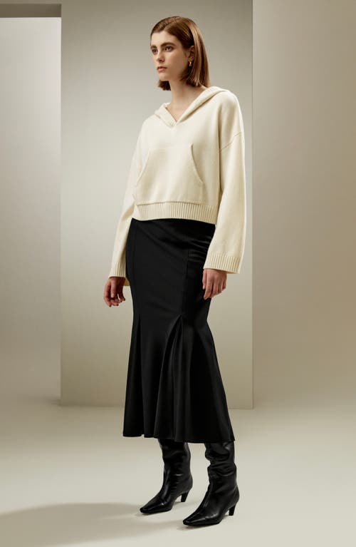 Shop Lilysilk Cropped Wool-cashmere Blend Hoodie For Women In White