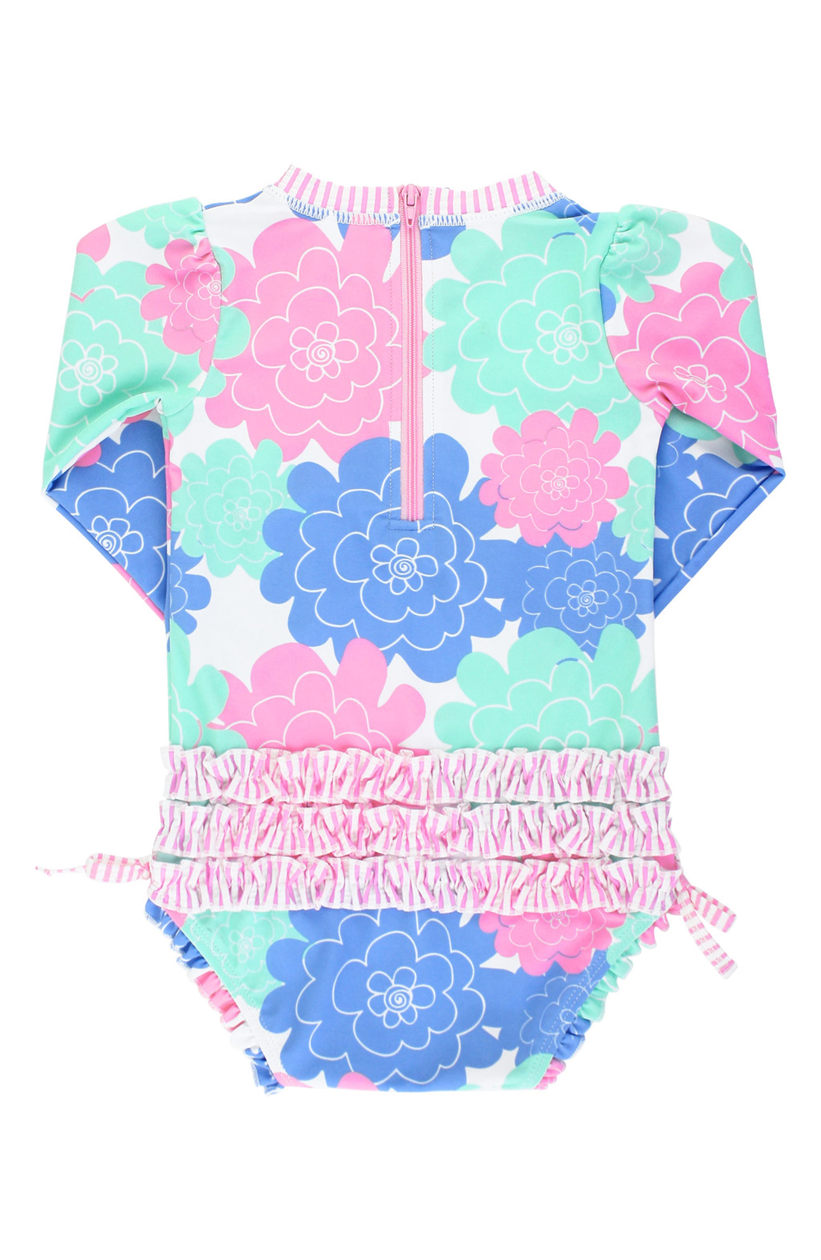RuffleButts Pastel Petals Long Sleeve OnePiece Rashguard Swimsuit Nordstrom