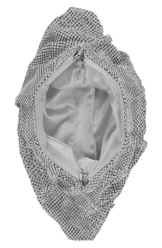 Shop Jessica Mcclintock Francis Crystal Drape Clutch In Silver