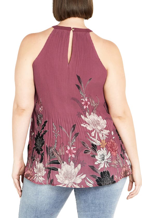 City Chic Tiffany Floral Print Sleeveless Top In Roseberry Botanic Br