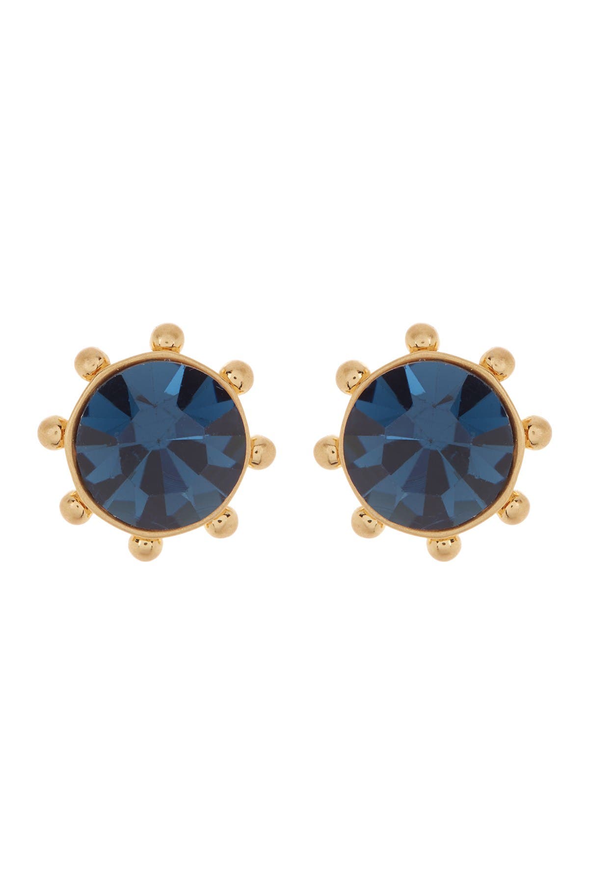 Kate Spade Gold-tone Bezel Set Crystal Stud Earrings In Blue