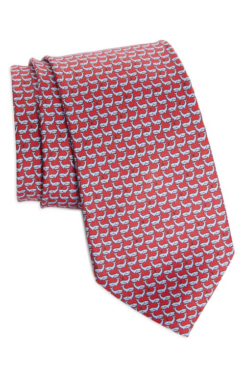 Whale Print Silk Tie in Red