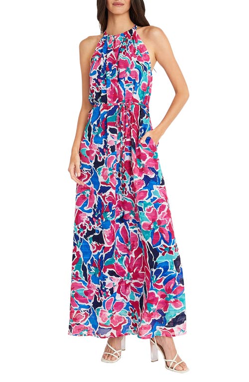Maggy London Floral Maxi Dress In Soft White/raspberry