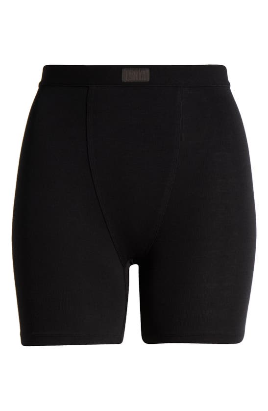 Shop Lunya Rib Modal Boyshorts In Immersed Black