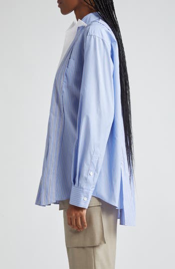 Sacai Thomas Mason Stripe Cotton Oversize Button-Up Shirt | Nordstrom