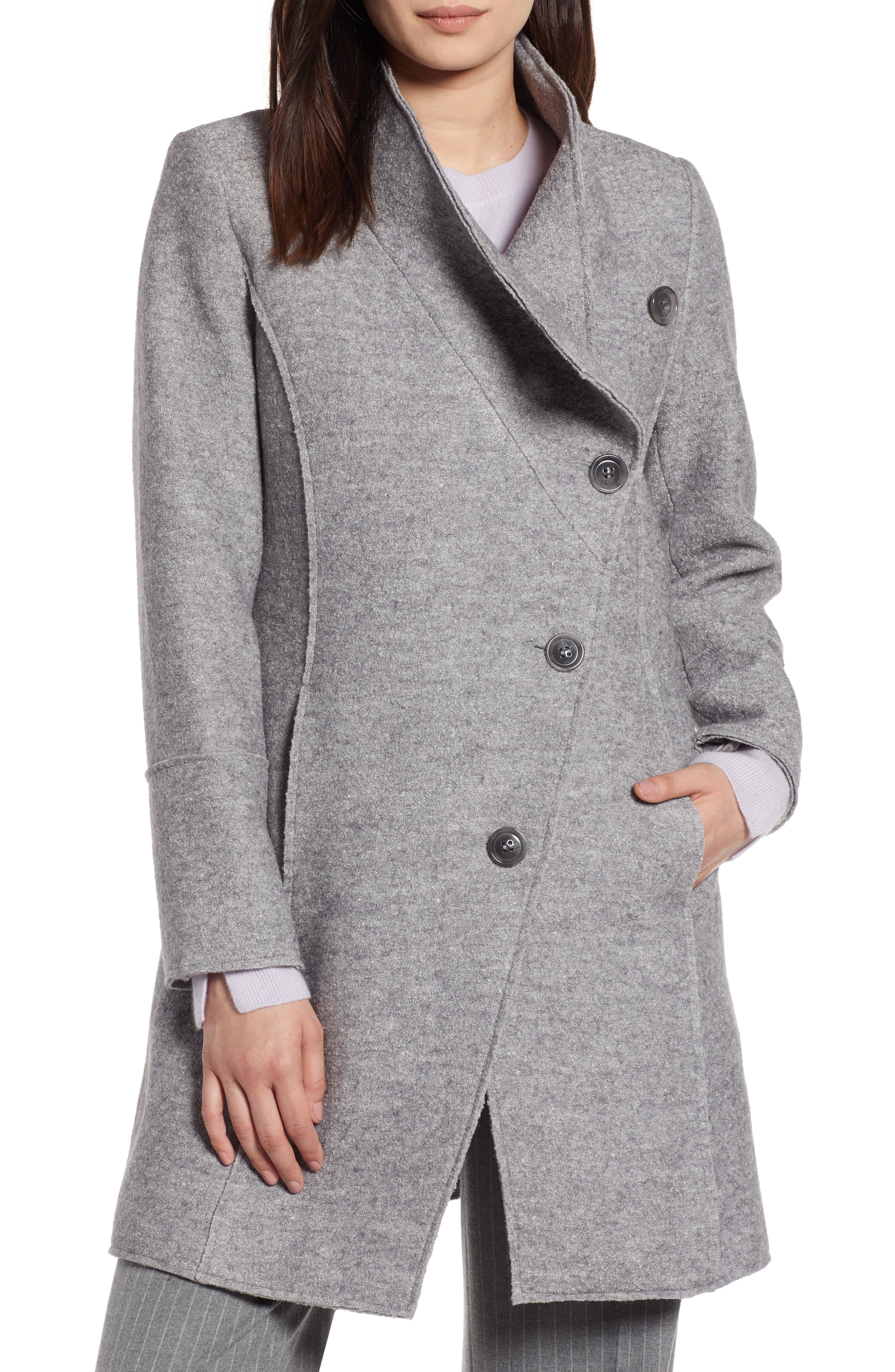 Halogen® Boiled Wool-Blend Asymmetrical Coat (Regular & Petite) | Nordstrom