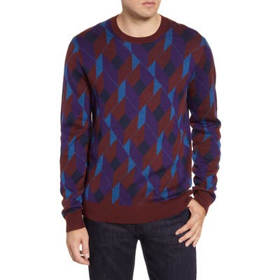 Bonobos Slim Fit Intarsia Cube Wool Blend Sweater, Blue