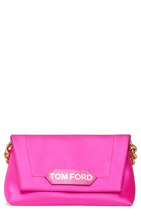 Tom Ford Ava Satin Clutch Bag Crimson Pink