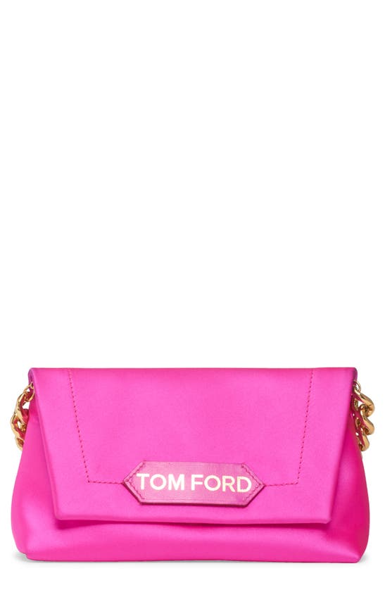 Tom Ford Logo Label Satin Handheld Bag In Hot Pink | ModeSens