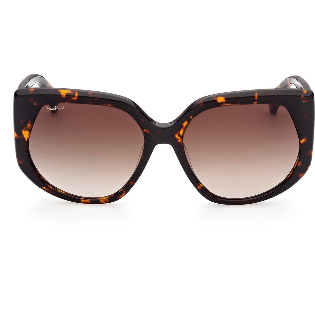 Shop Max Mara 58mm Gradient Geometric Sunglasses In Dark Havana/gradient Brown