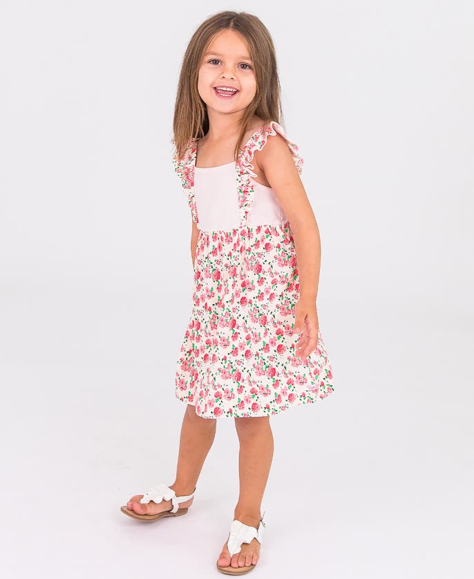 Shop Rufflebutts Toddler Ruffle Strap Mixed Print Dress In English Roses