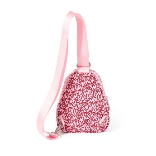 Shop Baggallini Double Zip Mini Sling Bag In Heart Print