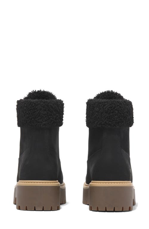 Timberland Stone Street Waterproof Faux Fur Lined Platform Boot In Black Nubuck