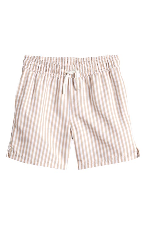 Petit Lem Taupe Striped Short Sleeve Swim Romper – Lively Kids