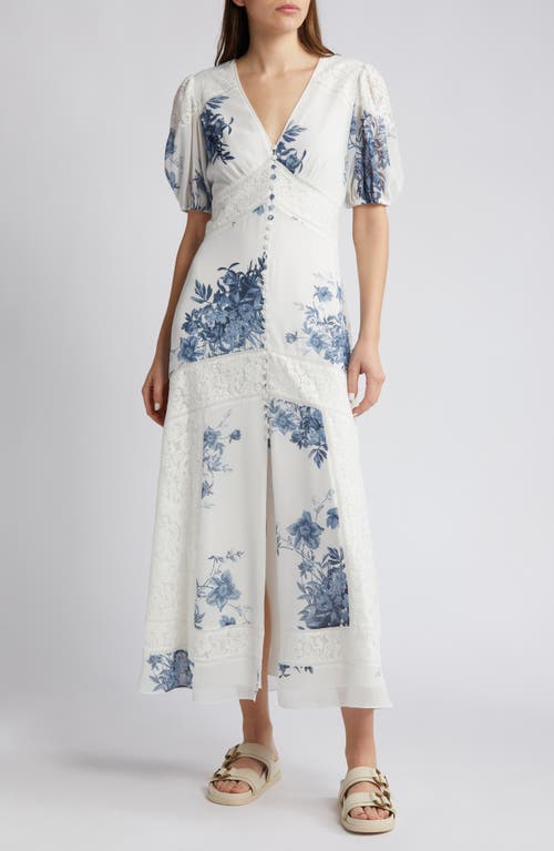 Allsaints Dinah Dekorah Floral Maxi Dress In Chalk White/blue