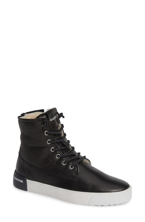 Blackstone QL41 High Top Sneaker with Genuine Shearling Lining in Black Leather