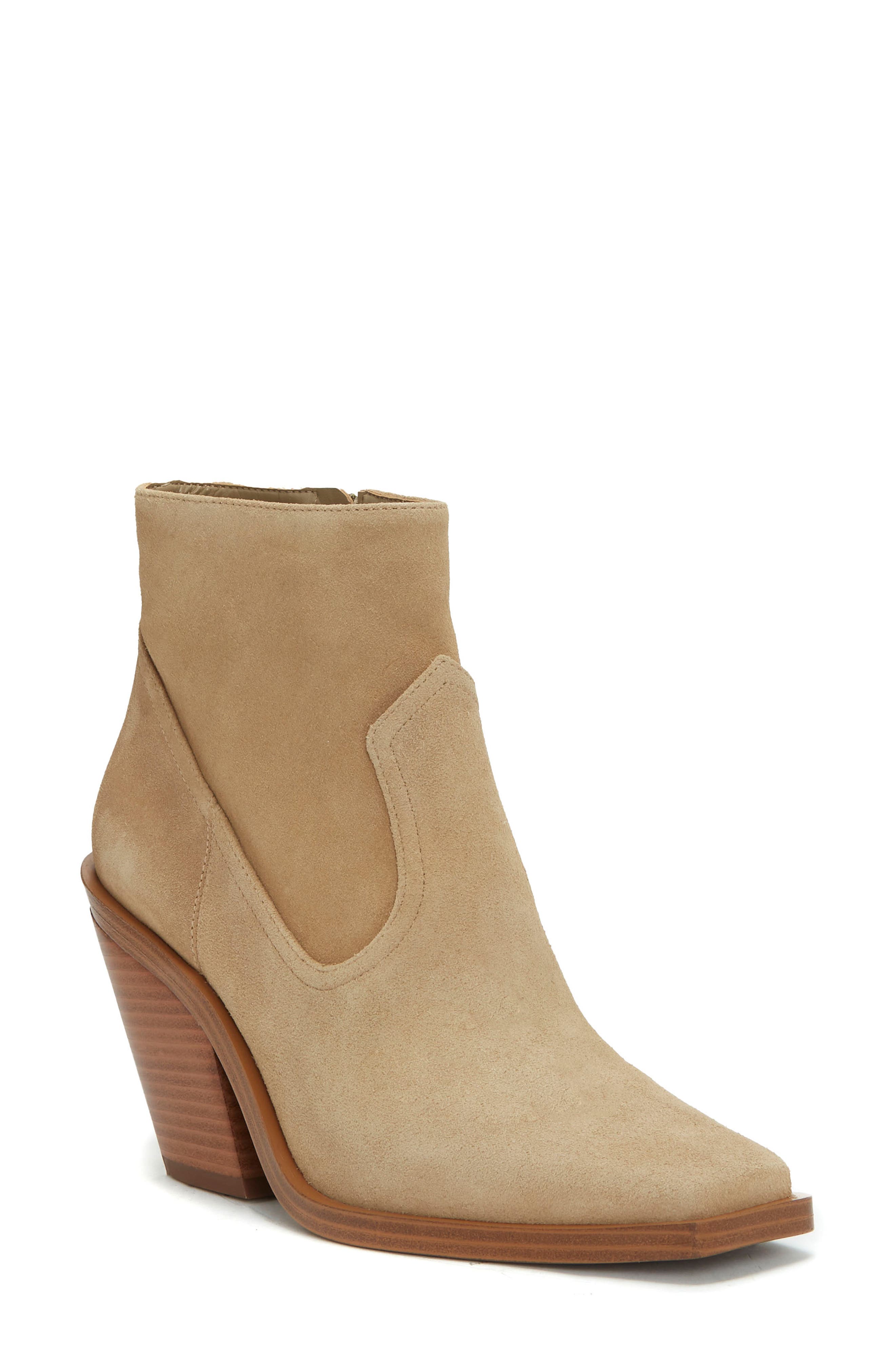 beige booties suede