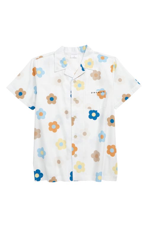 PacSun Kids' Floral Print Cotton Camp Shirt in White Floral