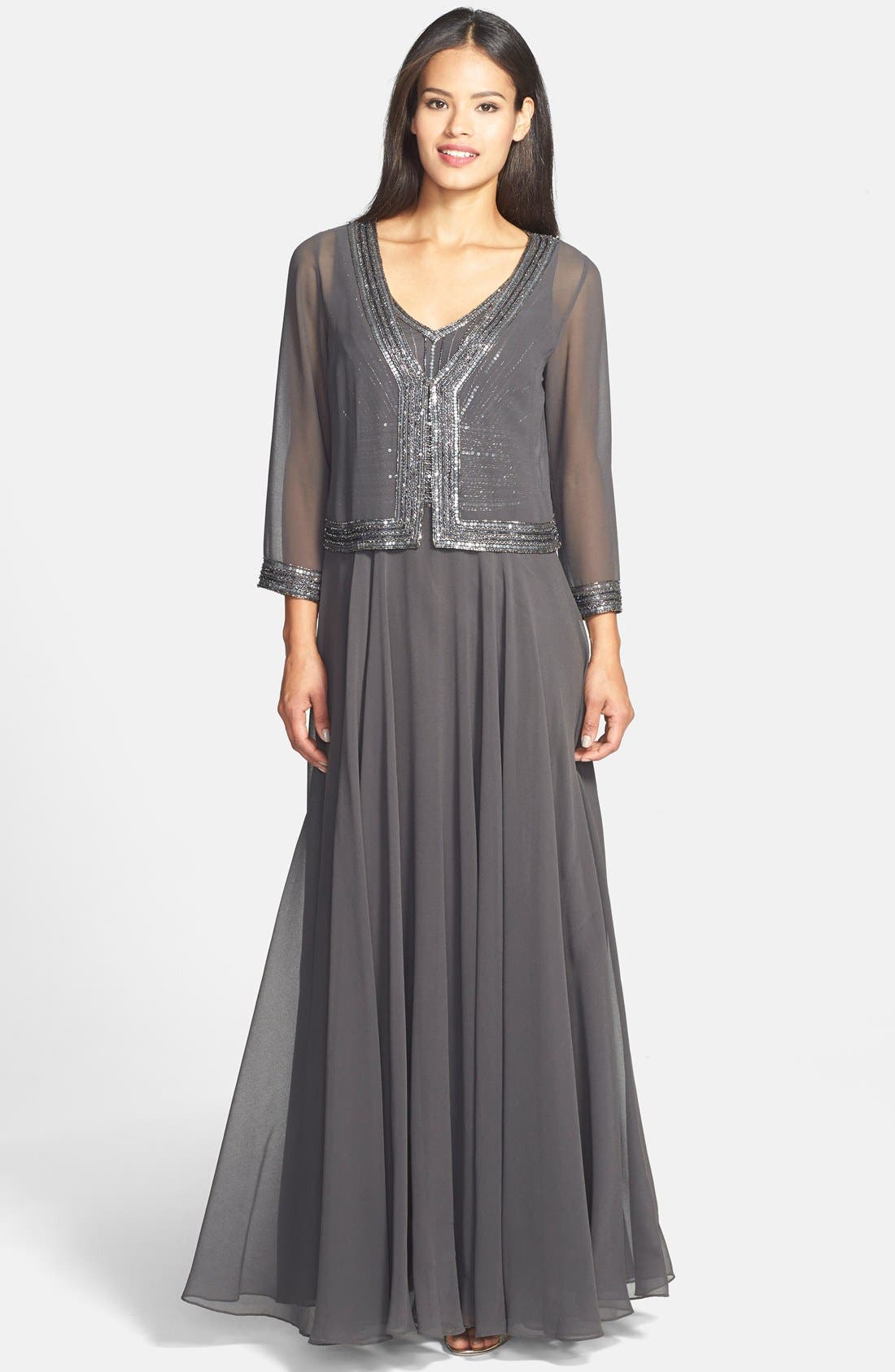 J Kara Embellished Woven Gown & Jacket Nordstrom