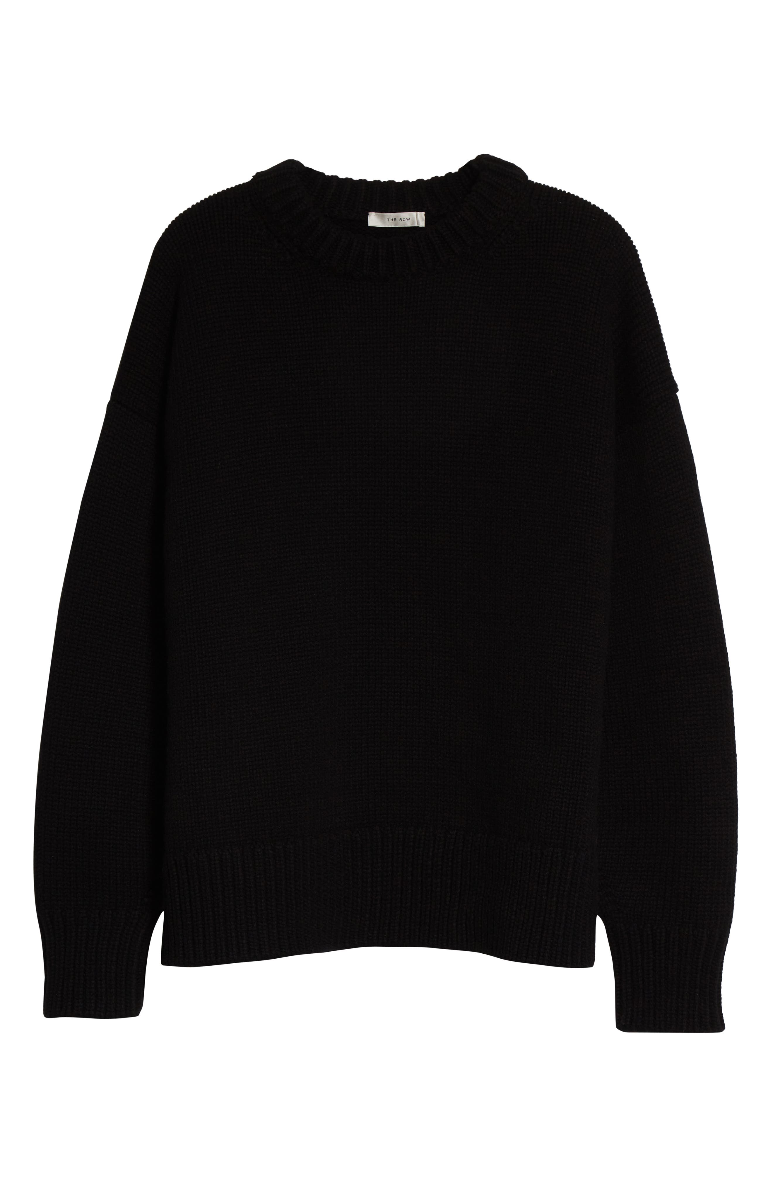 The Row Ophelia Oversize Crewneck Wool & Cashmere Sweater in Black