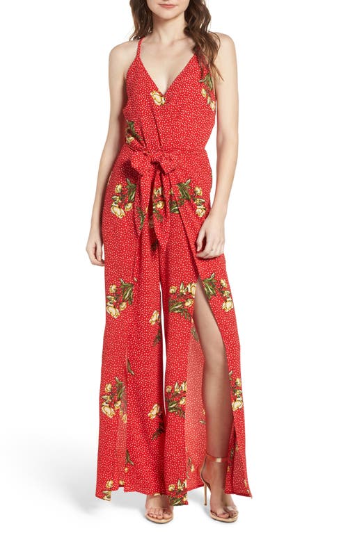 Socialite Wrap Jumpsuit in Red/Yellow at Nordstrom, Size Small