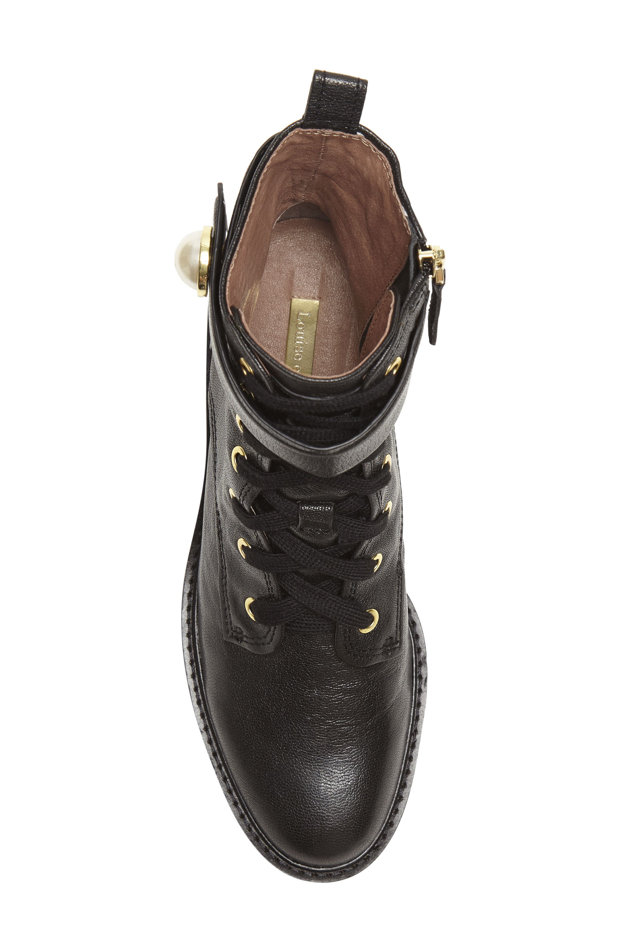 louise et cie faux pearl leather military boots