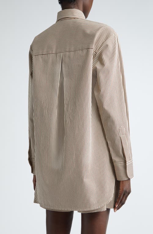 Shop Brandon Maxwell The Phillippa Stripe Oversize Cotton Twill Button-up Shirt In Chocolate Stripe