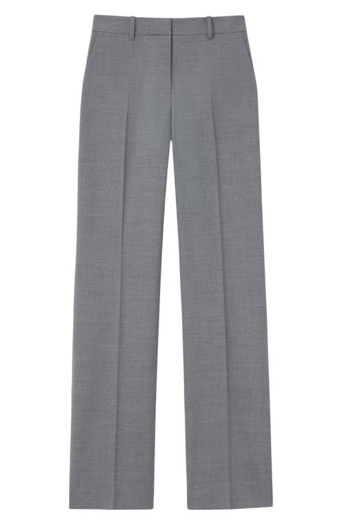 Lafayette 148 New York Gates Stretch Wool Straight Leg Pants In Nickel Melange