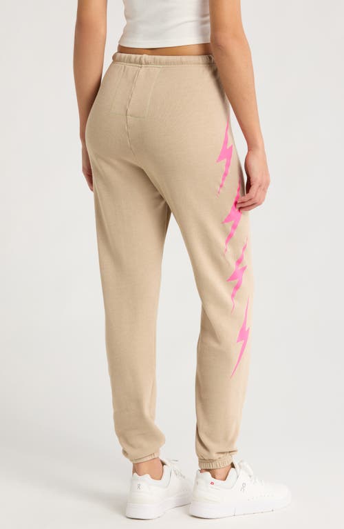 Shop Aviator Nation Bolt 4 Sweatpants In Sand/neon Pink