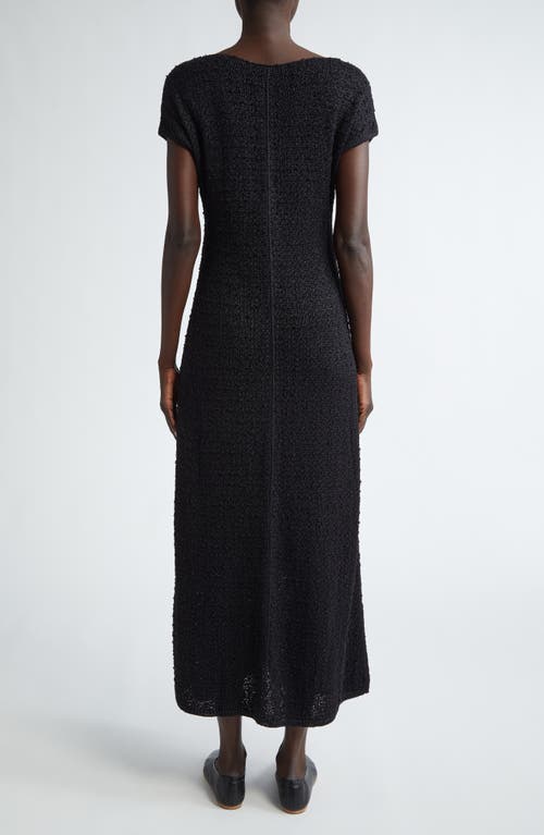 Shop Lafayette 148 New York Textured Stitch Tussah Silk Midi Dress In Black Multi