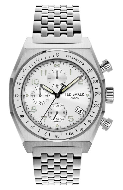 Ted Baker London Filey Chronograph Bracelet Watch, 43mm in Silver/Silver/Silver at Nordstrom