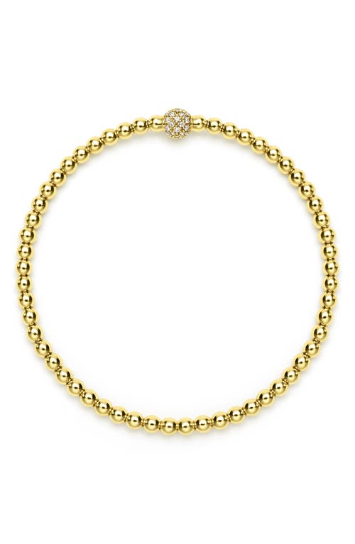 Lagos 18k Yellow Gold Caviar Diamond Pave Ball Stretch Bracelet In Gold