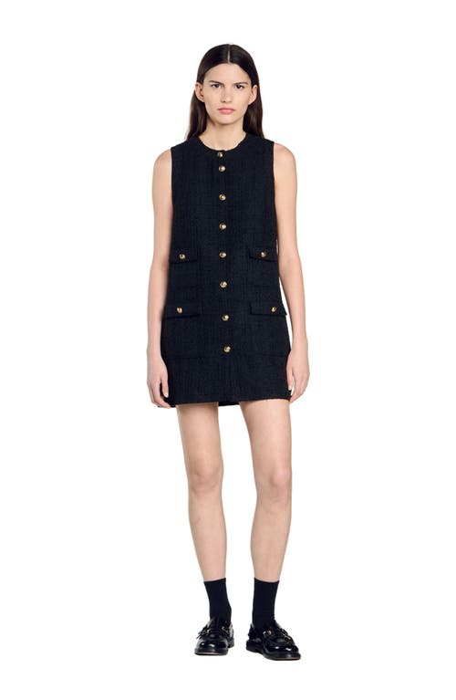 Shop Sandro Short Tweed Dress In Black