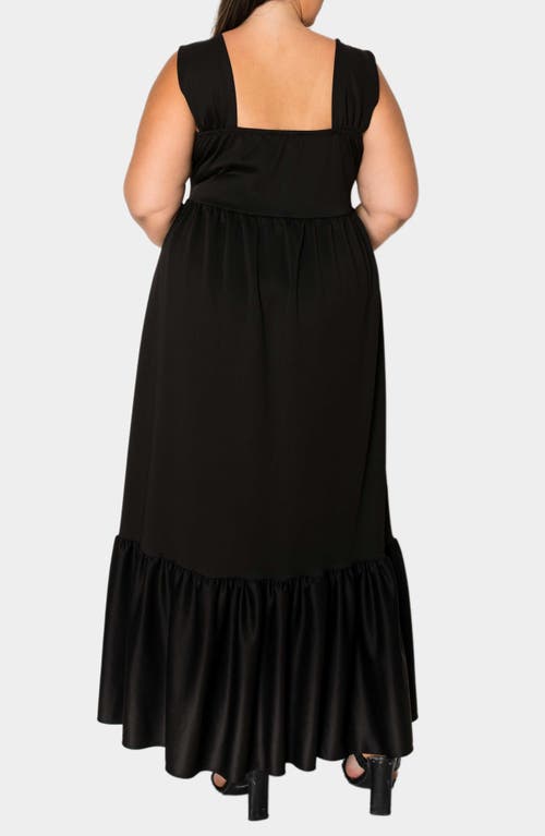 Shop L I V D Angelika Ruffle Hem Sleeveless Maxi Dress In Black