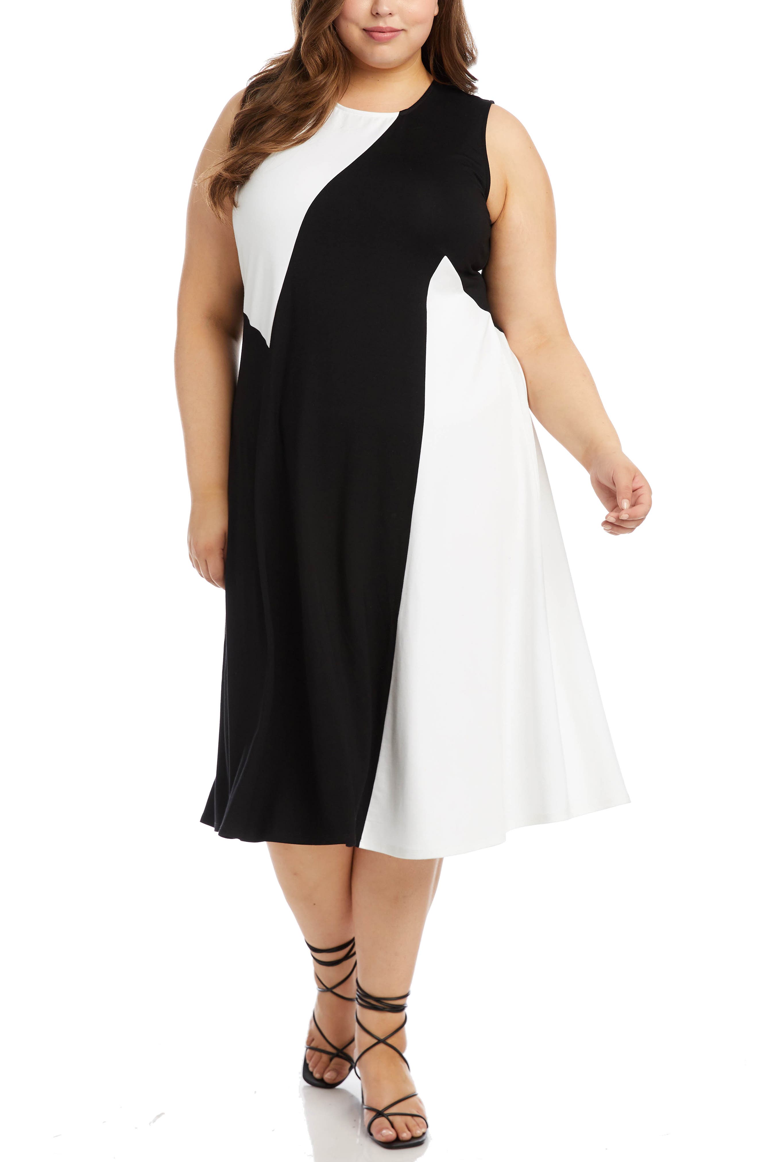 black and white plus size cocktail dress