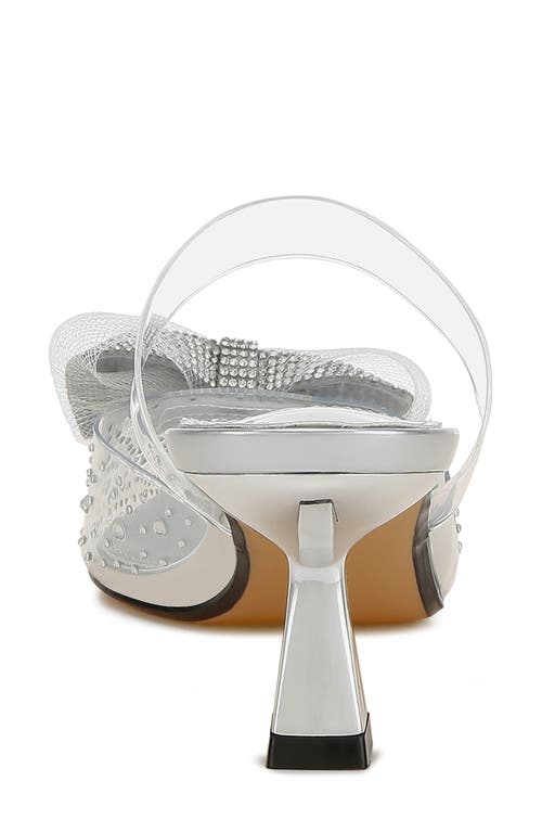 London Rag Freja Rhinestone Kitten Heel Mule In Silver