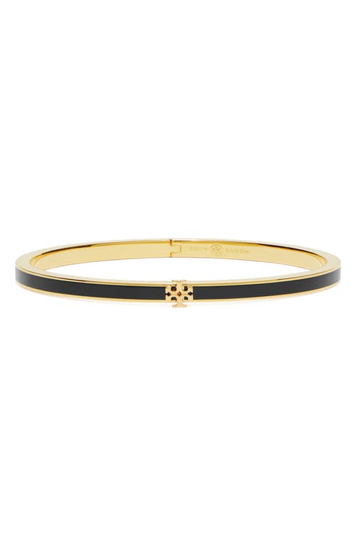 Shop Tory Burch Kira Enamel Hinge Bracelet In Tory Gold/black