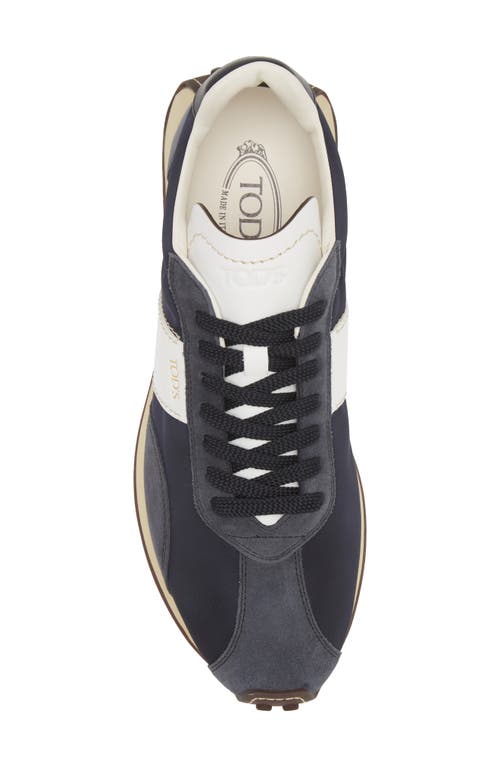 Shop Tod's Mixed Media Sneaker In Notte/blu/bianco