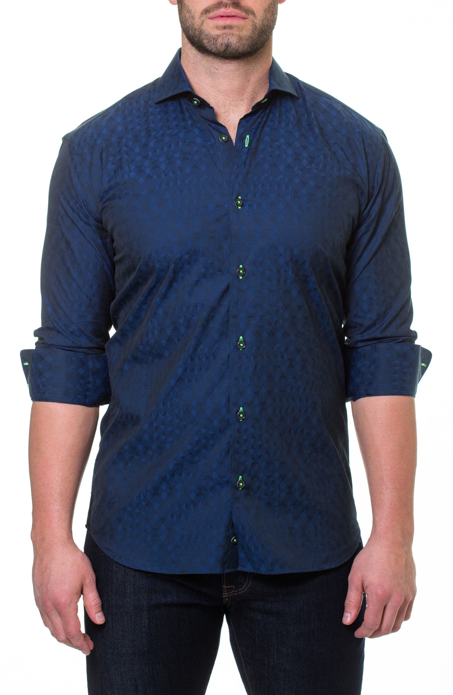 Maceoo Wall Street ABC Blue Slim Fit Sport Shirt | Nordstrom