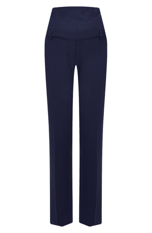 Pietro Brunelli Noah Adjustable Waist Straight Leg Maternity Pants In Navy
