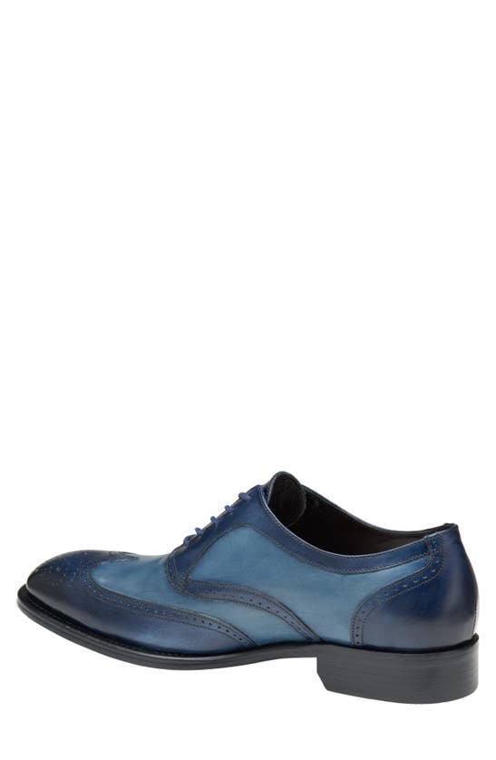 Shop Johnston & Murphy Collection Ellsworth Wingtip Derby In Navy Italian Calfskin