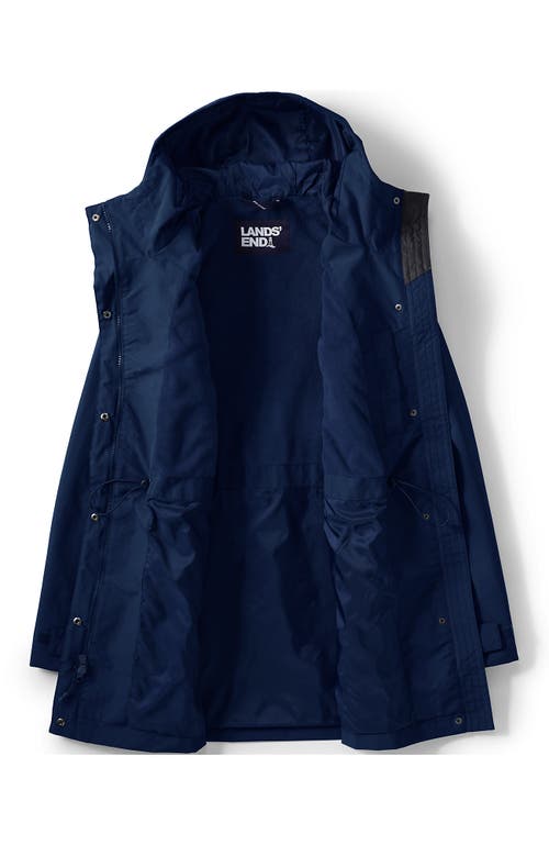 Lands' End Squall Hooded Waterproof Raincoat In Deep Sea Navy