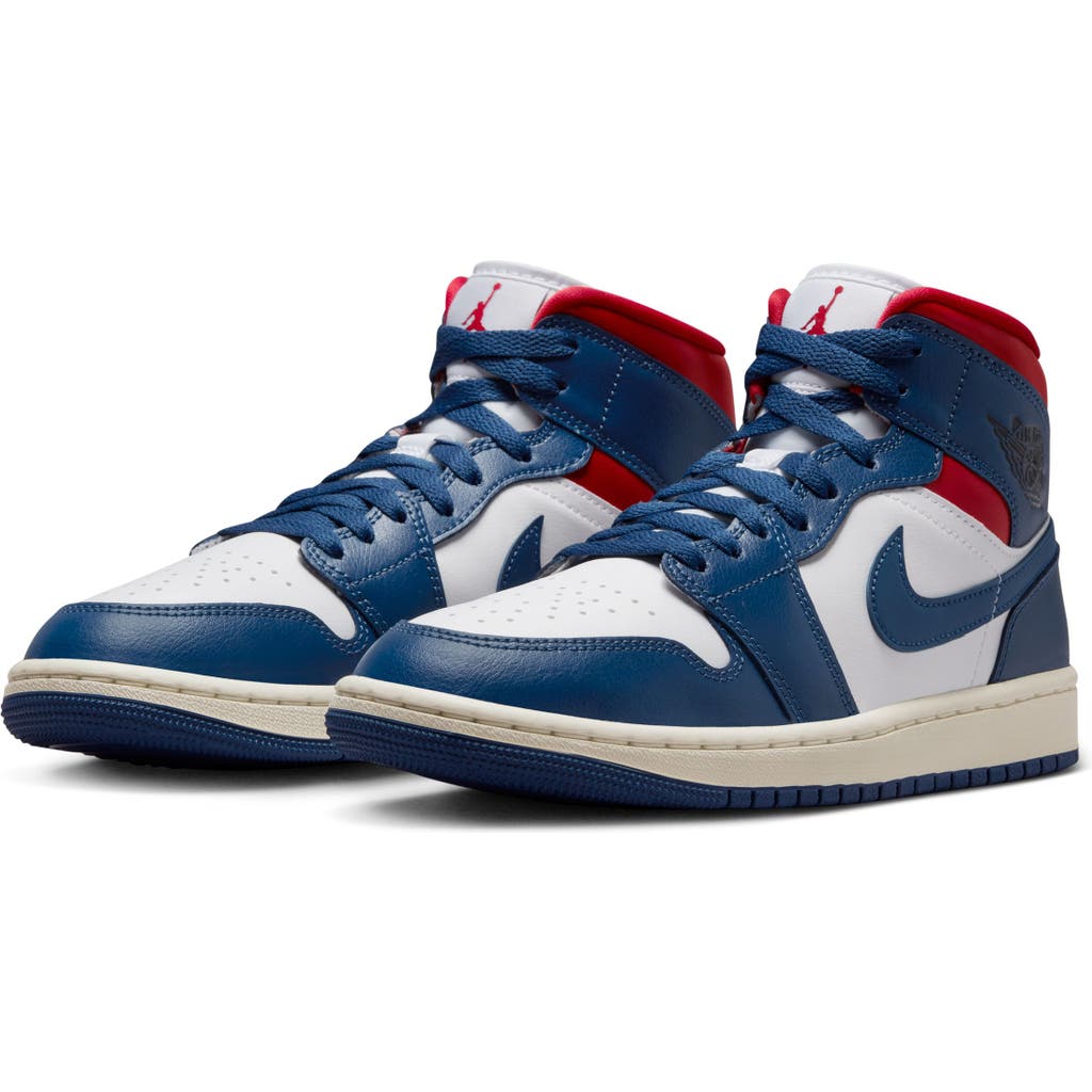 Jordan Air  1 Mid Trainer In White/french Blue/red
