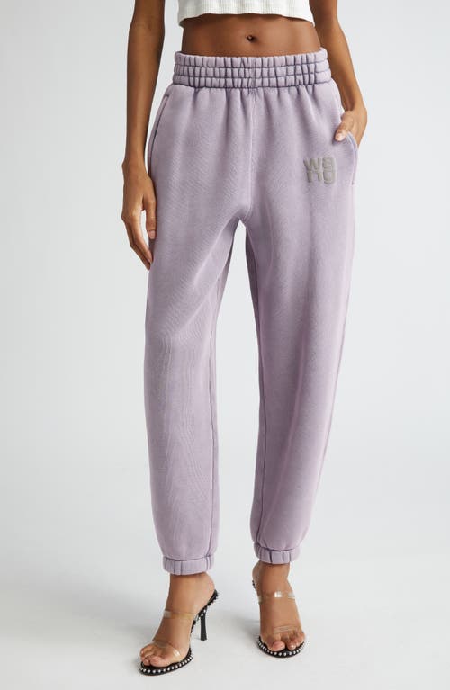 Puff Logo Structured Terry Sweatpants in Acid Pink Lavender