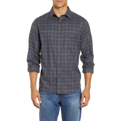 Faherty Everyday Regular Fit Plaid Button-Up Flannel Shirt, Grey