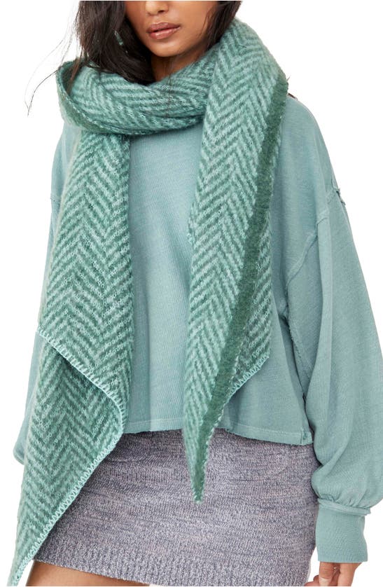 Free People Chevron Recycled Blend Blanket In Green