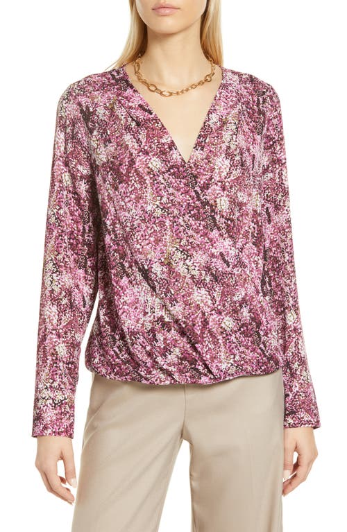halogen(r) Cross Front Blouse in Pink Pebbles Print