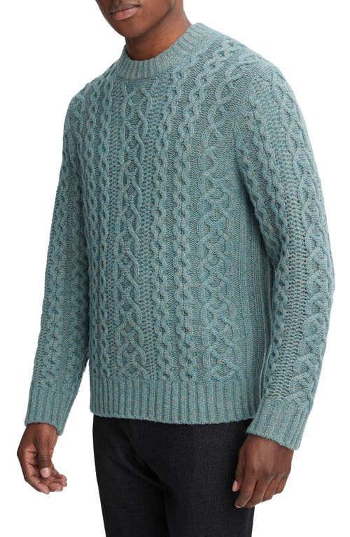 Vince Aran Cable Crewneck Wool & Cashmere Sweater in H Mineral Green
