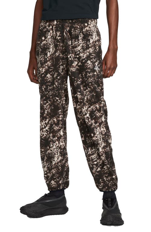Nike Acg Wolf Tree Camo Print Polartec® Fleece Trousers In Light Orewood Brown/black