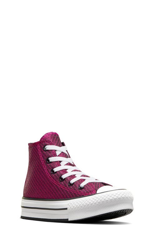 Converse Kids' Chuck Taylor All Star Metallic EVA Lift High Top Sneaker in Prime Pink/White/Black at Nordstrom, Size 12 M
